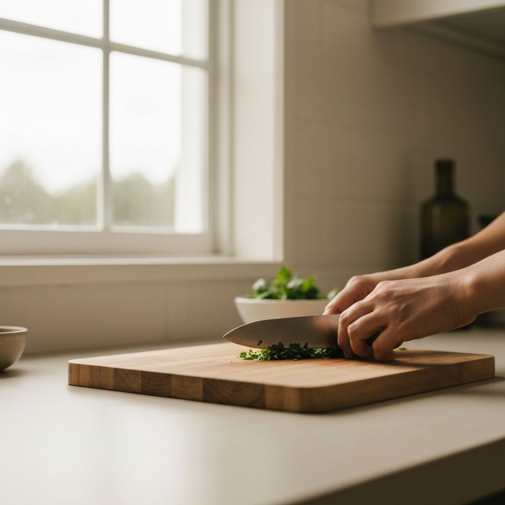 Mirna scena pripreme hrane, svesnost tokom jela