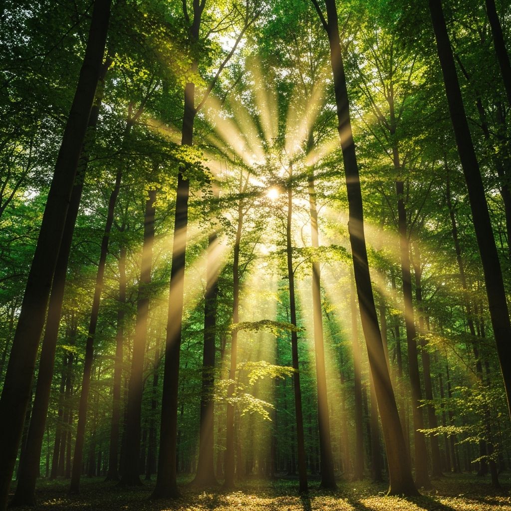Sunčeva svetlost kroz krošnje drveća, metafora napretka i učenja